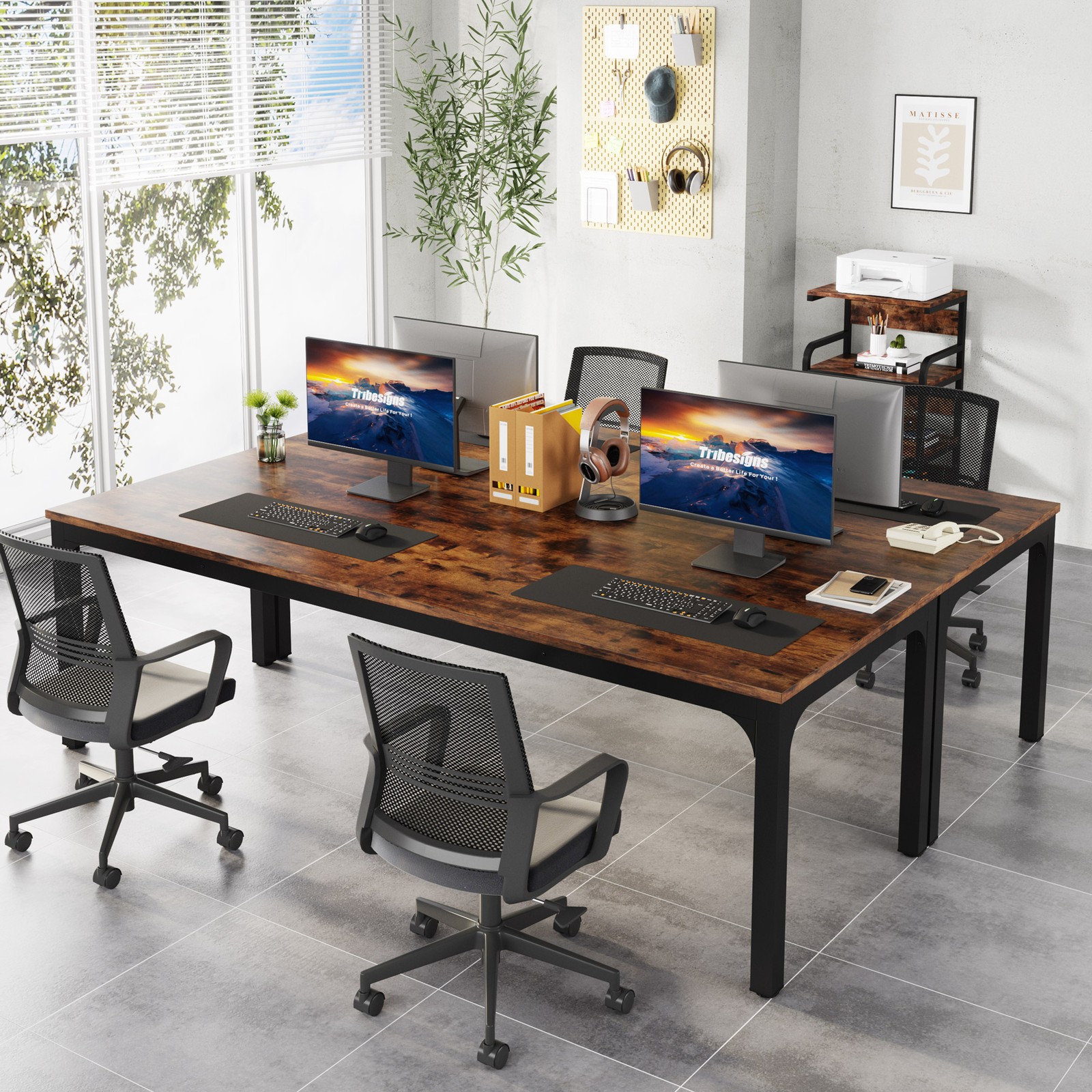 78.7-Inch Extra Long Computer Desk, 2 Person Desk Double Office Desk Workstaion