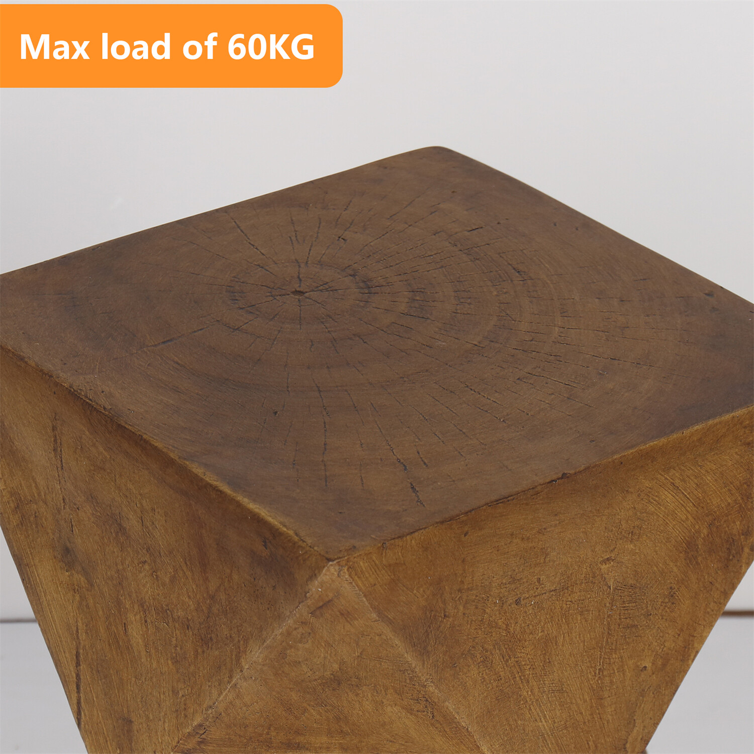 18” Tall Unique Concrete Side Table Decor Outdoor Handmade End Table Geometric