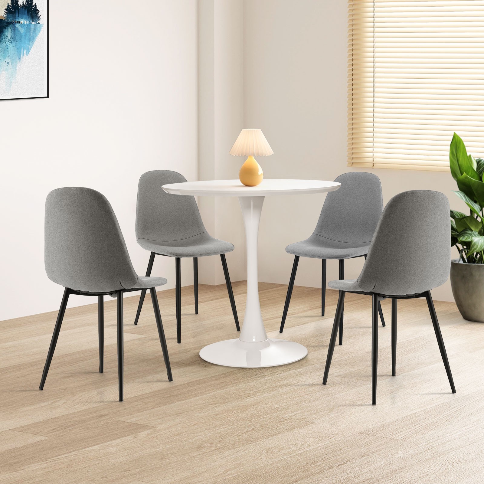 32″ Modern Tulip Kitchen Table Round Dining Table W/MDF Top& Metal Pedestal Base