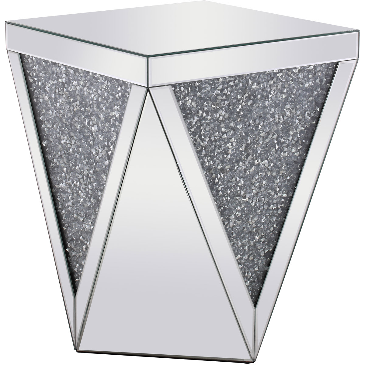 Mirrored Embedded Crystal End Table Living Dining Room Bedroom Office Art Deco
