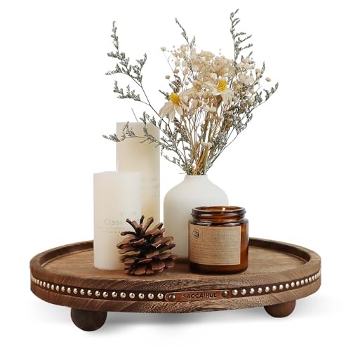 Decor Decorative Round Tray 11.81in for Home Decor for Coffee Table Rustic