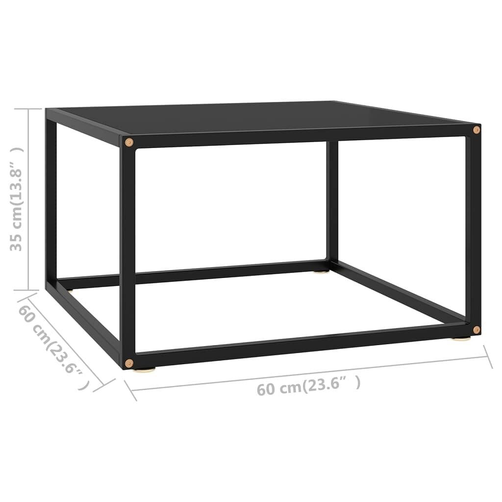 vidaXL Coffee Table Black with Black Glass 23.6″x23.6″x13.8″
