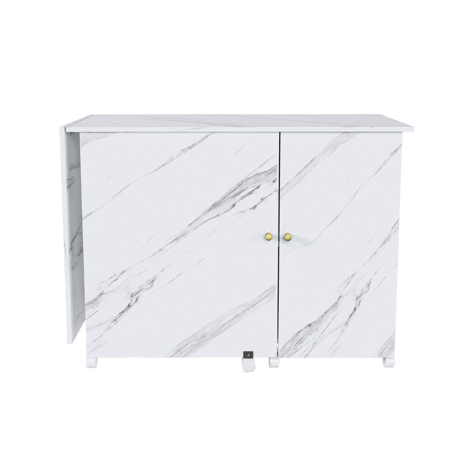 Foldable Sewing Machine Table with Locking Casters 57.5 in White