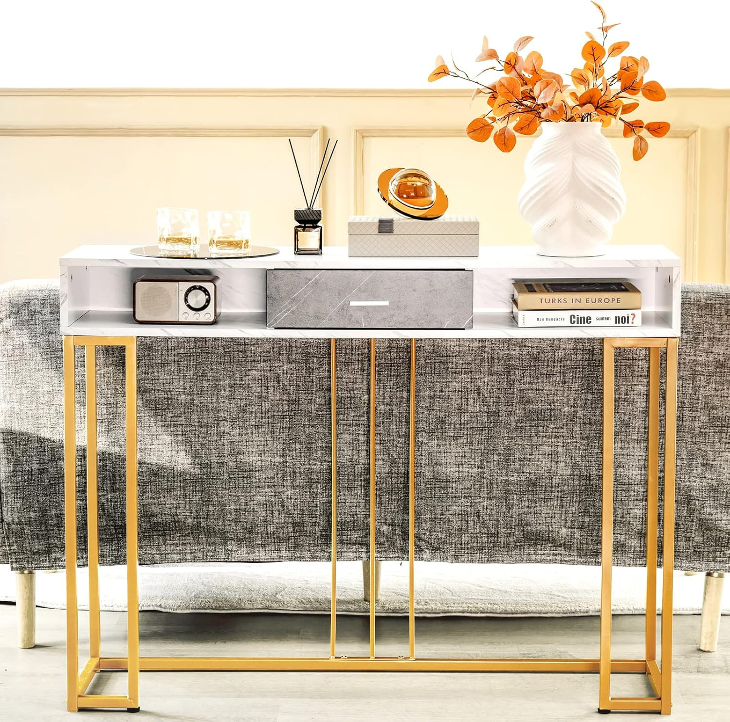 Stylish Console Table with Drawer & Adjustable Feet for Any Room