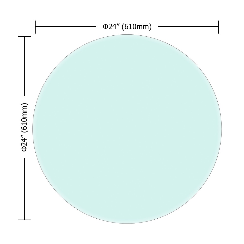 32″ Round Tempered Glass Top, 1/2″ Thick, Clear Beveled Polished Edge