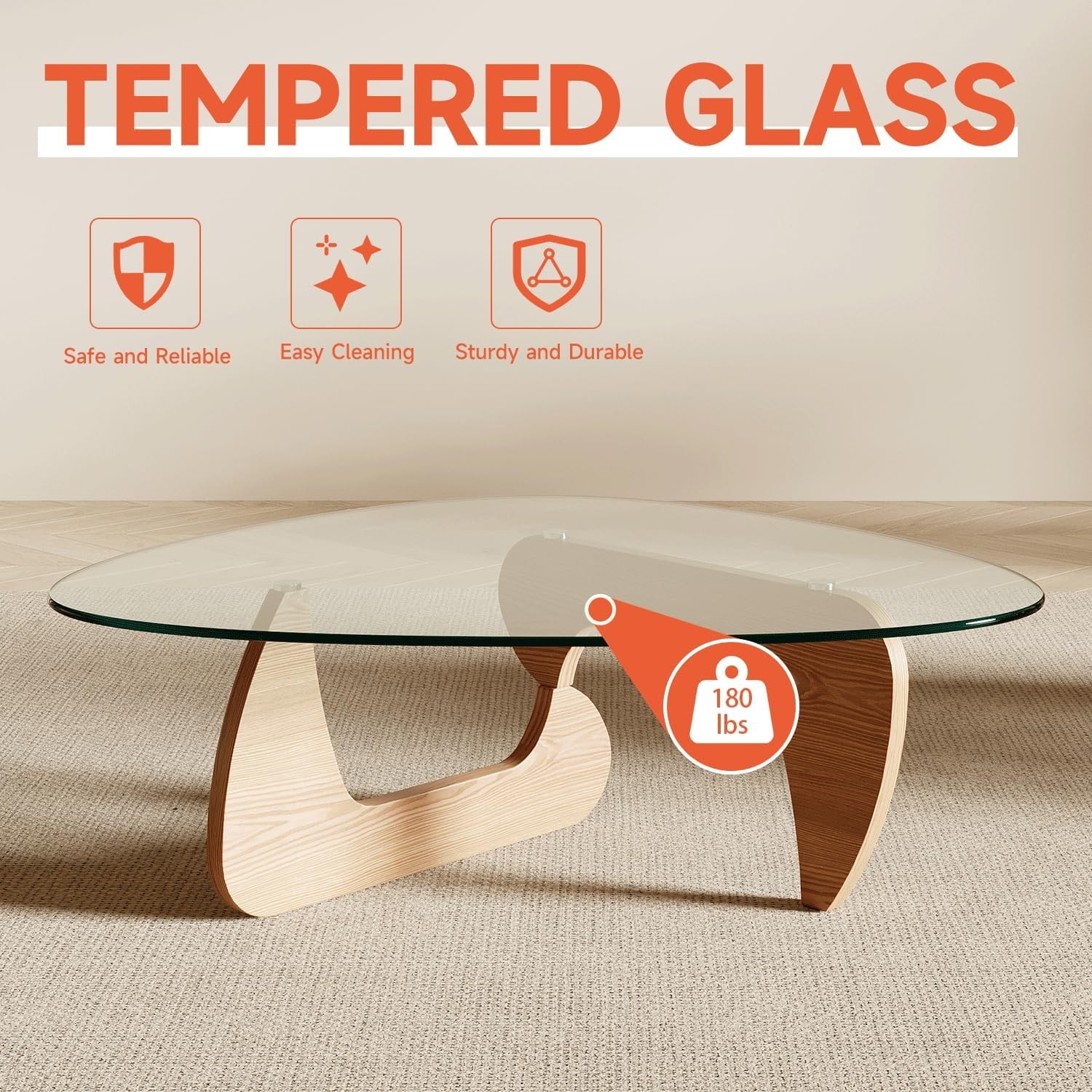Modern Coffee Table for Living Room and Small Spaces, 43.3″ x 29.5″ x 15.8″