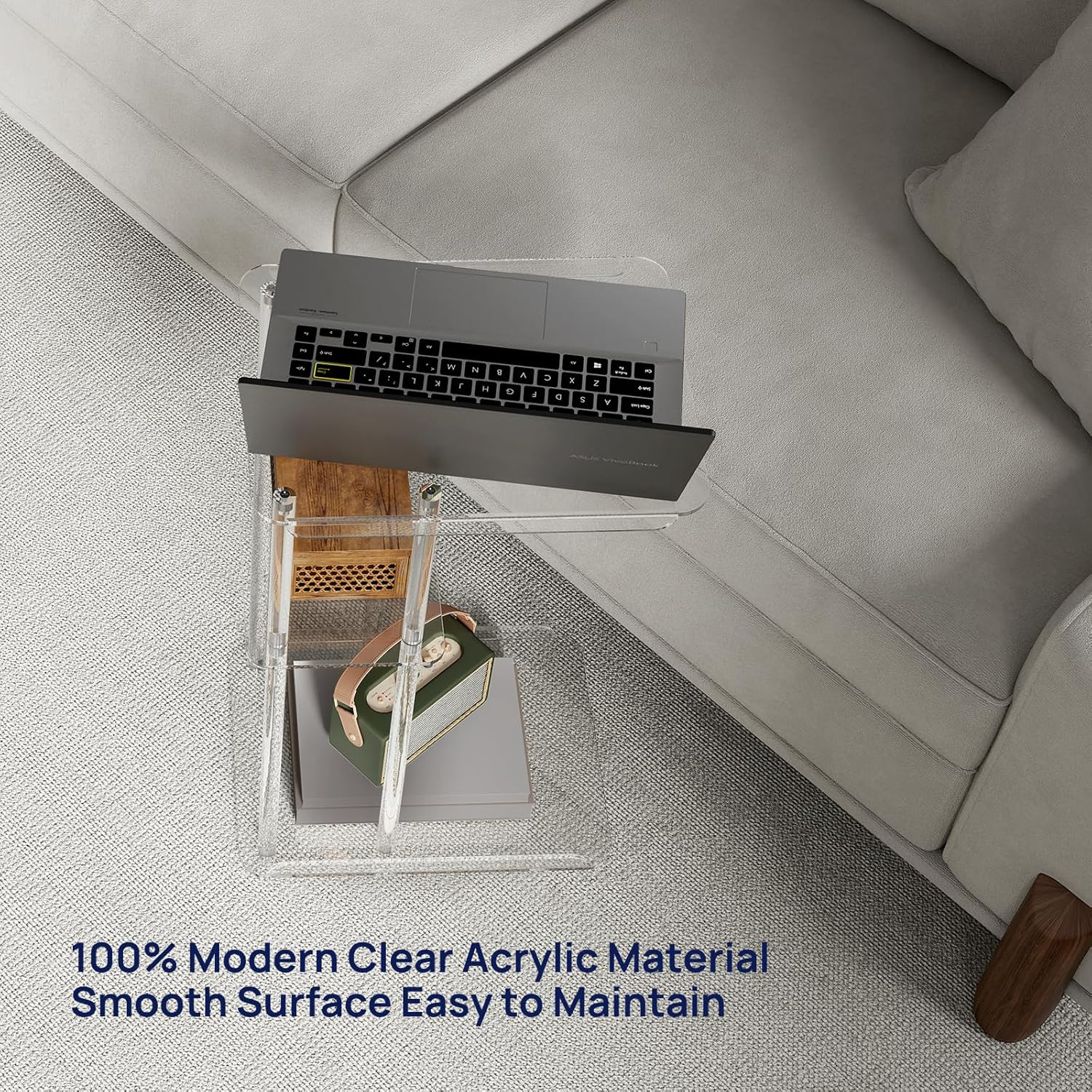 Modern Clear Acrylic C-Shaped Side Table with 3 Tiers for Any Room