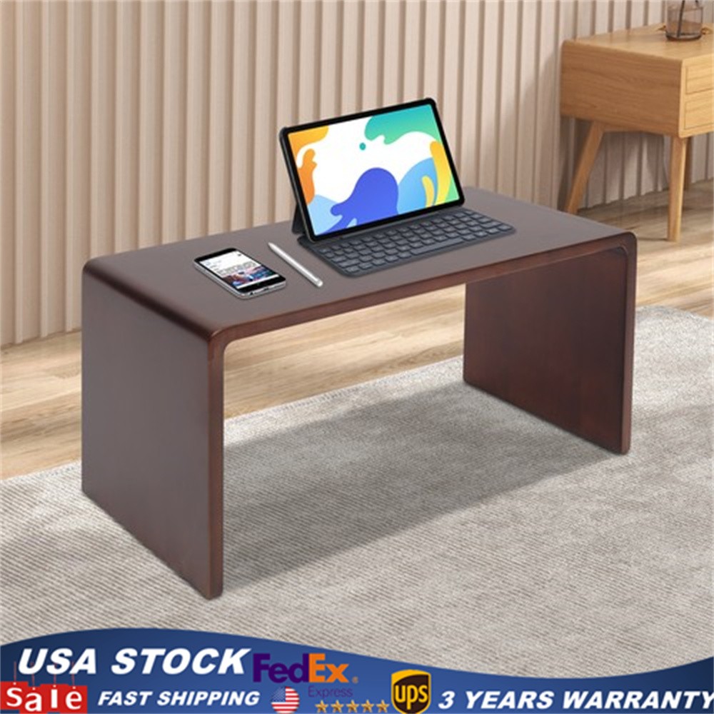 12*12*24in Free Standing Wood End Table C Shaped Sofa Side Table Walnut Brown