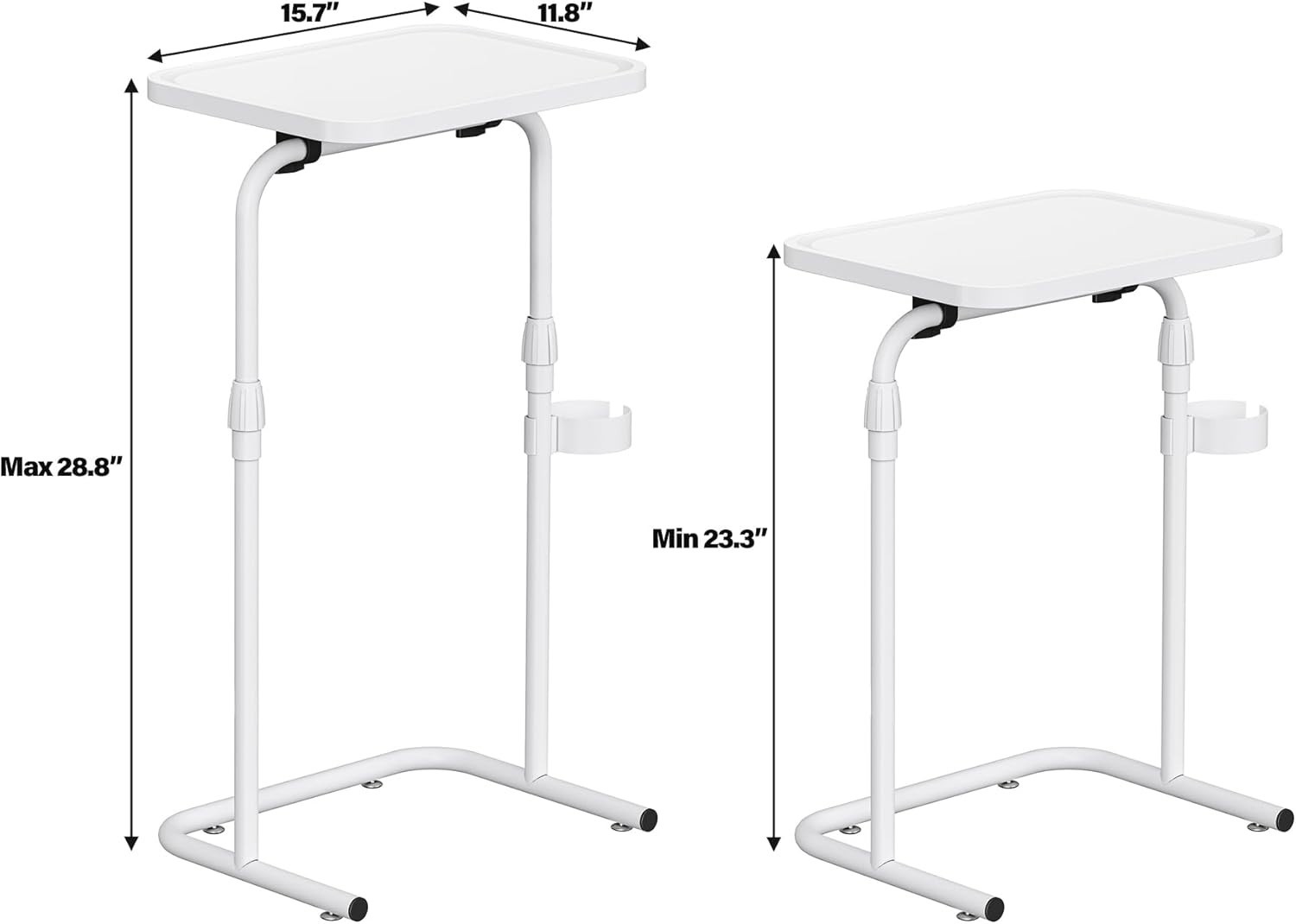 Stylish White C-Shaped Couch Table – Adjustable Height and Space-Saving Design