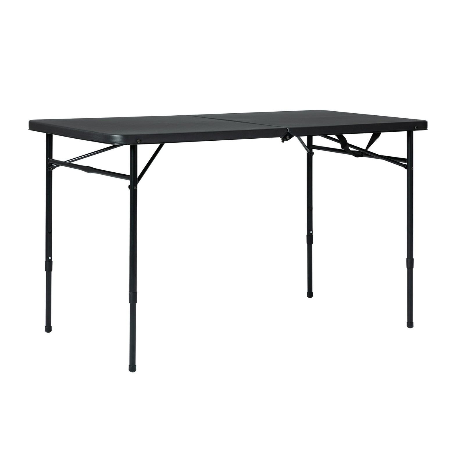 Mainstays 4 Foot Fold-in-Half Adjustable Folding Table Rich Black Portable Desk