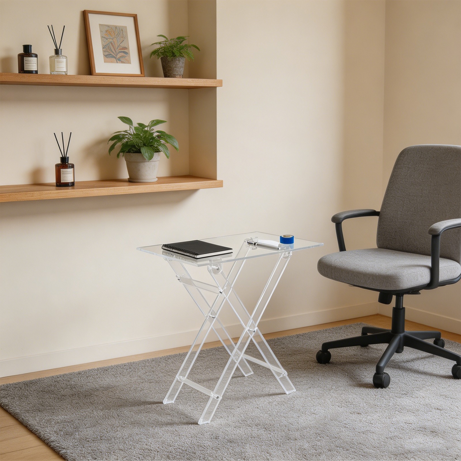 Foldable TV Dinner Table, Folding Bed Desk 19.29*14.57*5.51in Space Saving