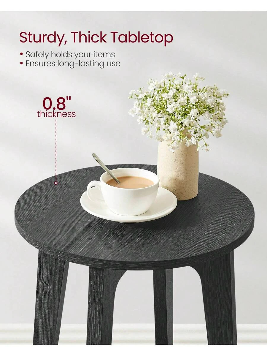 Round End Table Lower Shelf Side Table Nightstand 15.8×19.7″