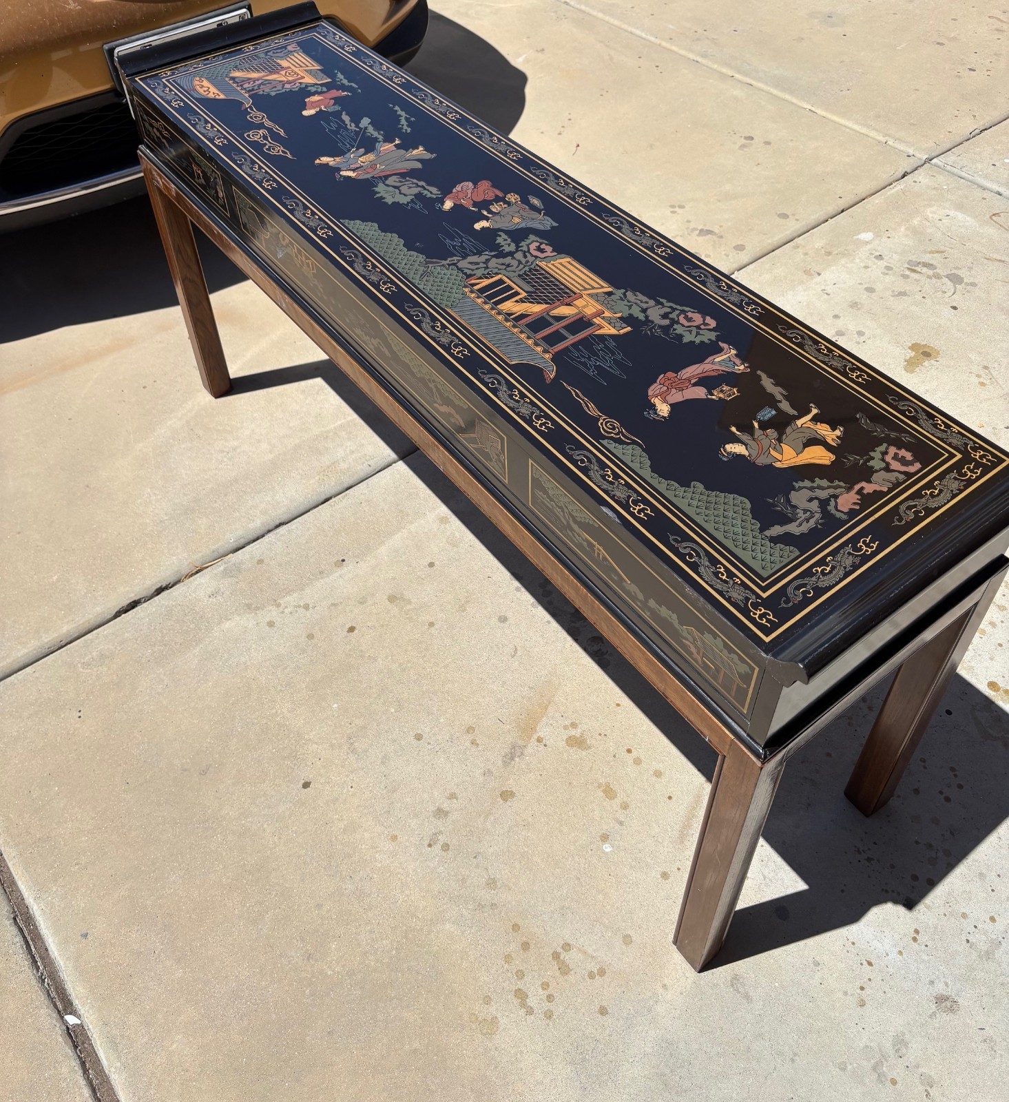 Drexel Heritage Chinoiserie Asian Black Lacquer Console Hall Table