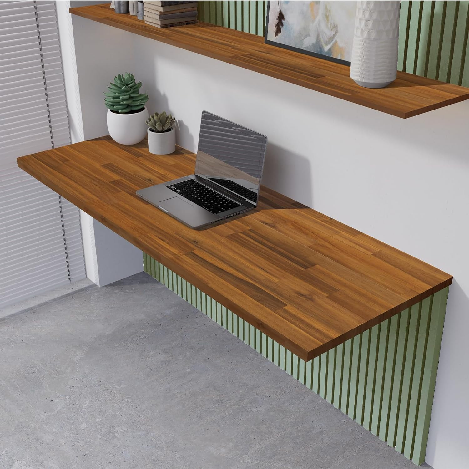 Teak-Stained Acacia Solid Wood Table Top for Standing Desk, 48″x25
