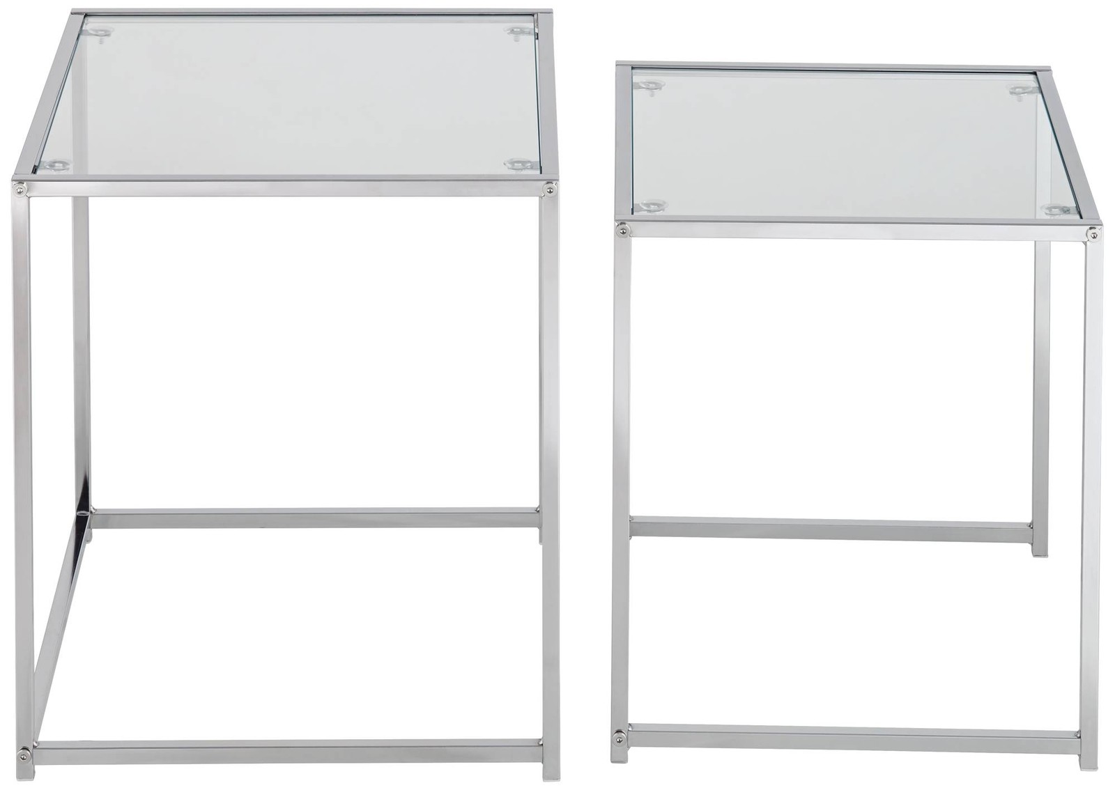 Rodney Chrome and Clear Glass Nesting Table Set of 2
