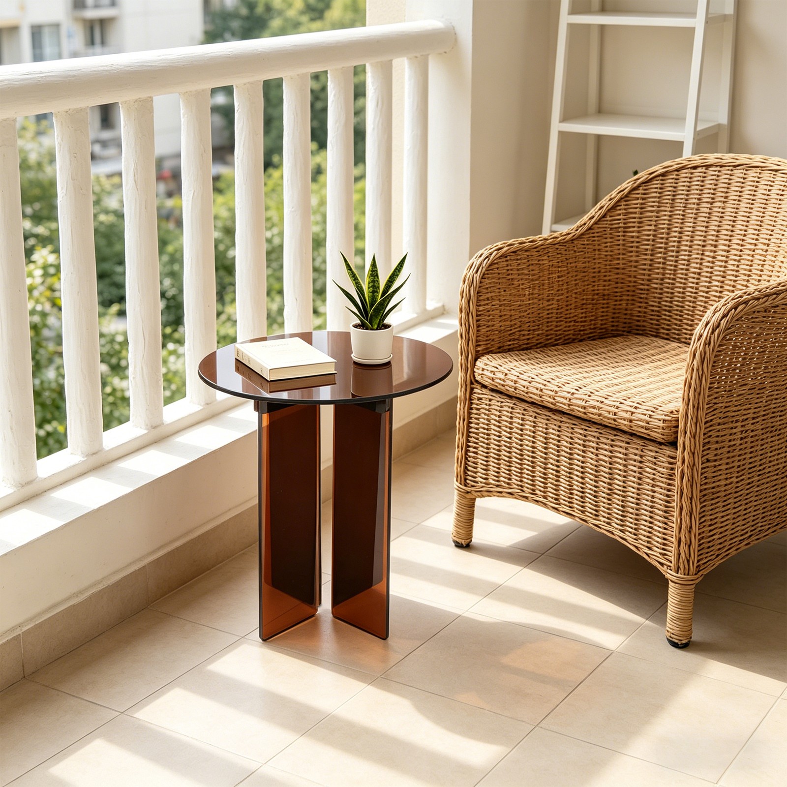 15.7in Minimalist Acrylic Coffee Table Round Side Table for Living Room, Office