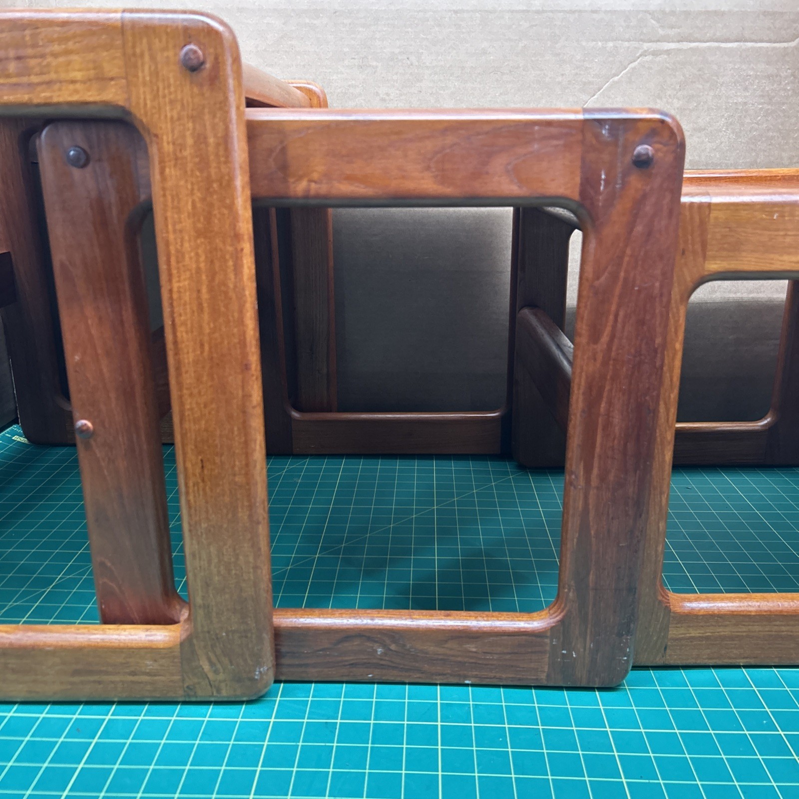 Set Of 3 Danish Wooden Teak Nesting Tables Mid-Century Modern 1970’s