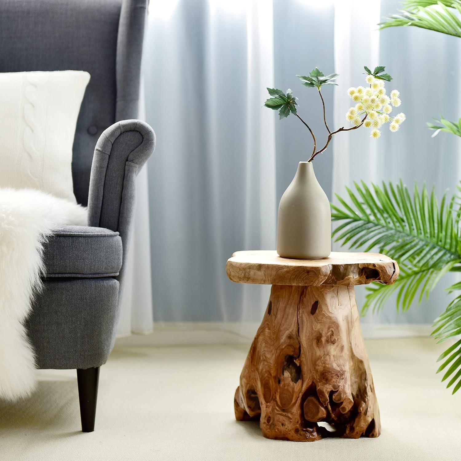 Natural Cedar Stump Stool 14″ End Table Live Edge Side Table Plant Stand NEW