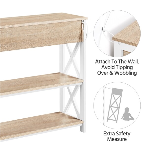 Wooden Console Table with Drawer for Entryway Sofa Table Living Room Light Oak