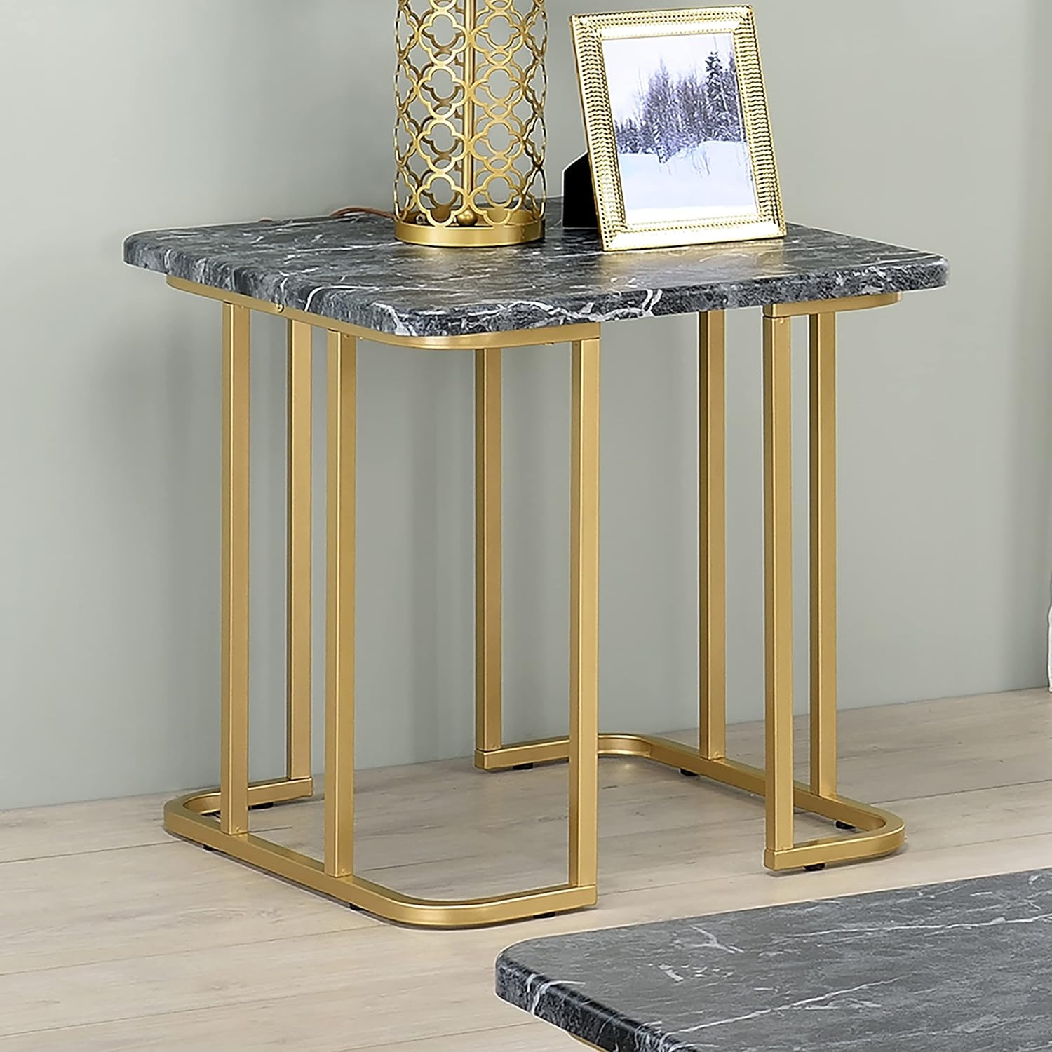 Scheben Modern Black Metal End Table, 24″ for Living Room & Bedroom