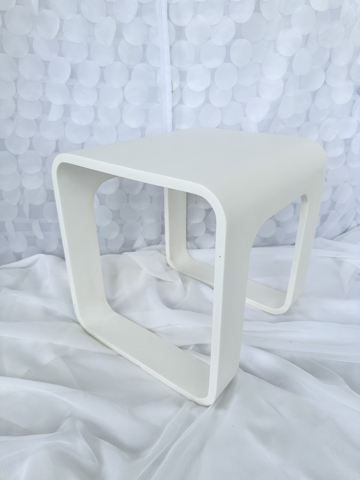 Vintage White Square MODERN CONTEMPORARY End Table OPEN Corian Stone Art Display
