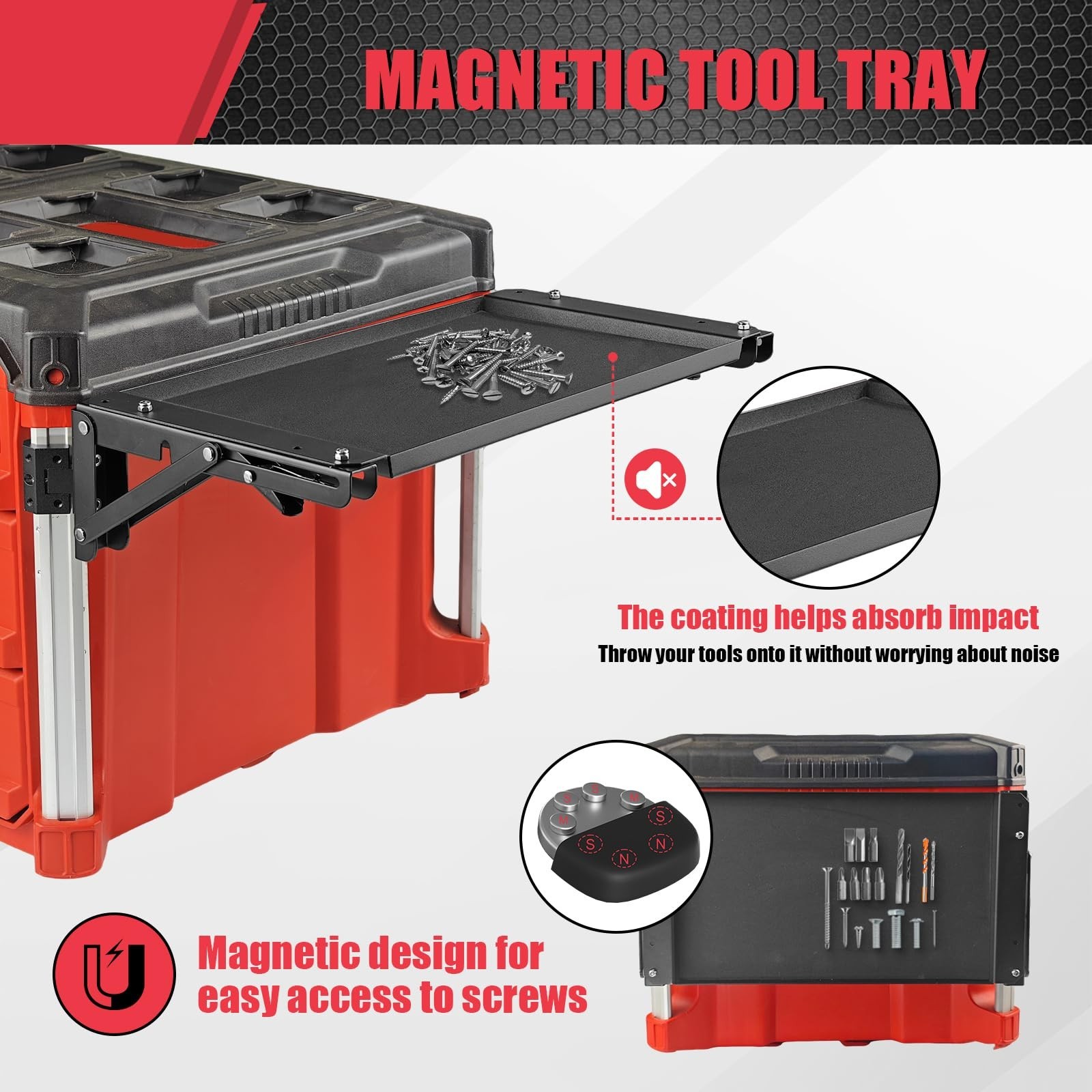 Folding Magnetic Side Table for Packout Toolbox – No-Drill Organizer & Tool Tray