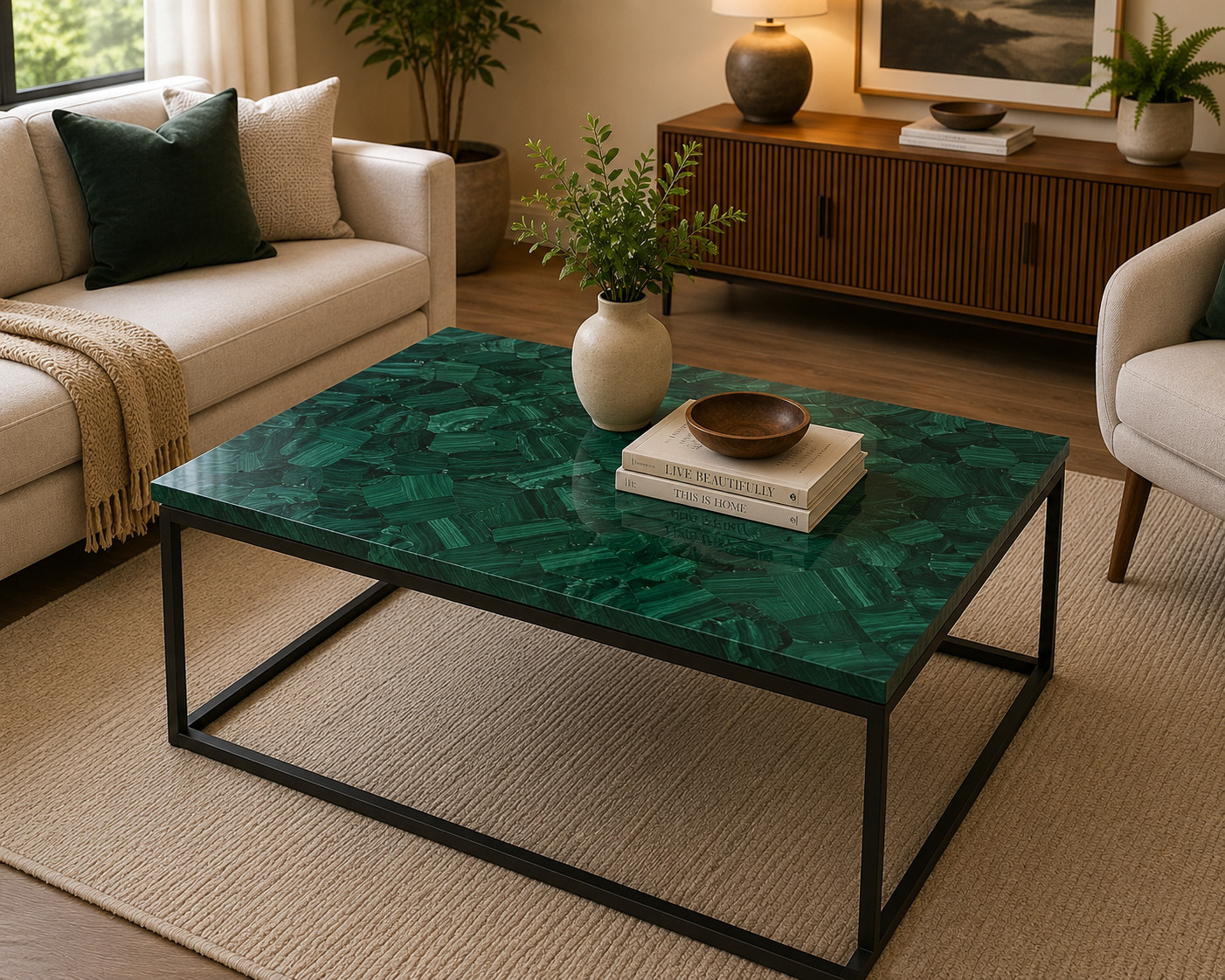 15″x12″ In Malachite Coffee Table Top Handmade Decor Gifts