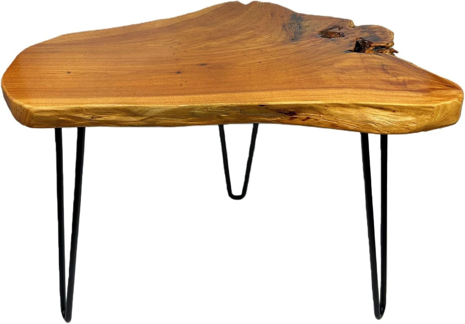 Rustic Live Edge Cedar Coffee Table with Stylish Metal Legs