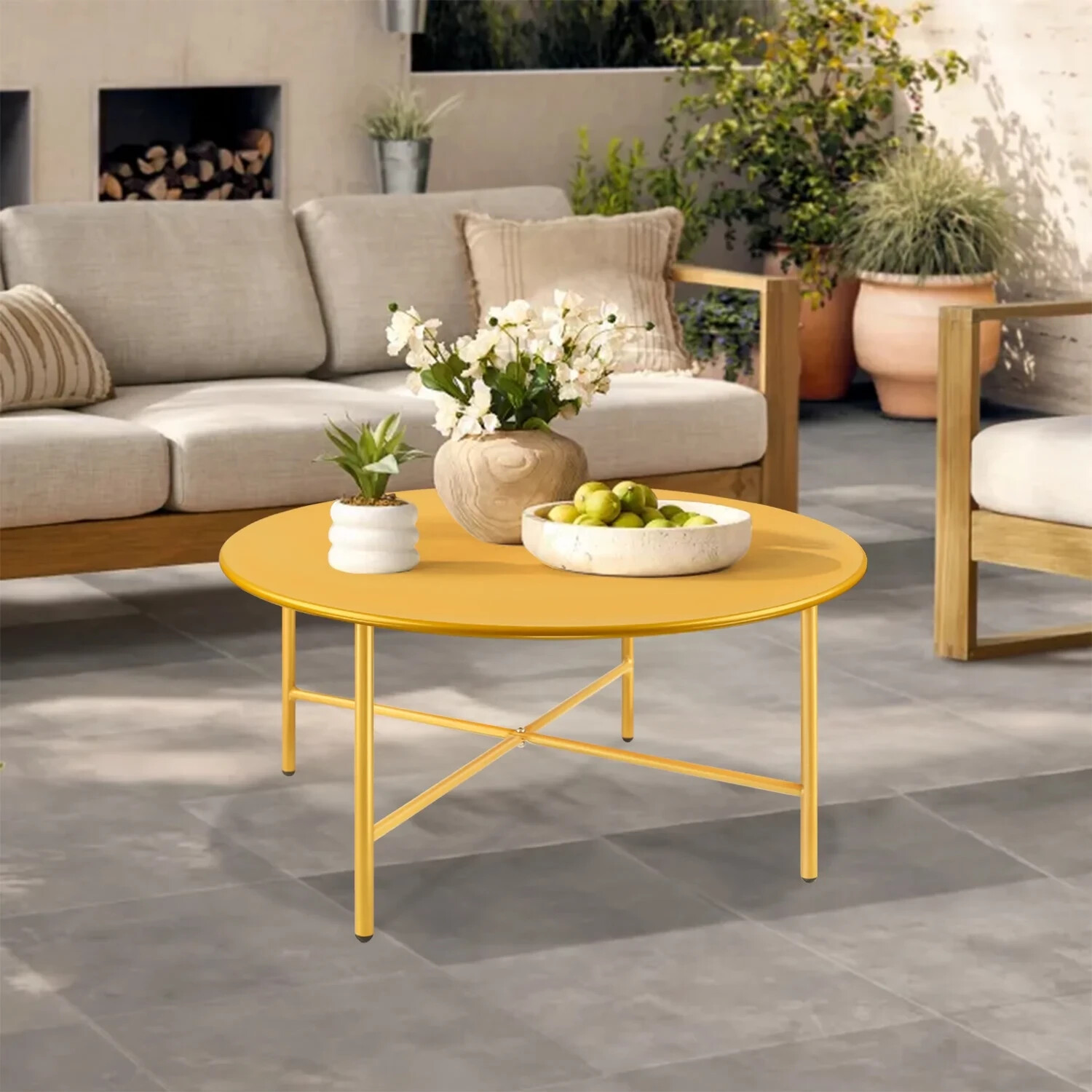 Round Coffee Table, Industrial End Table in Living Room, Side Table for Any Room
