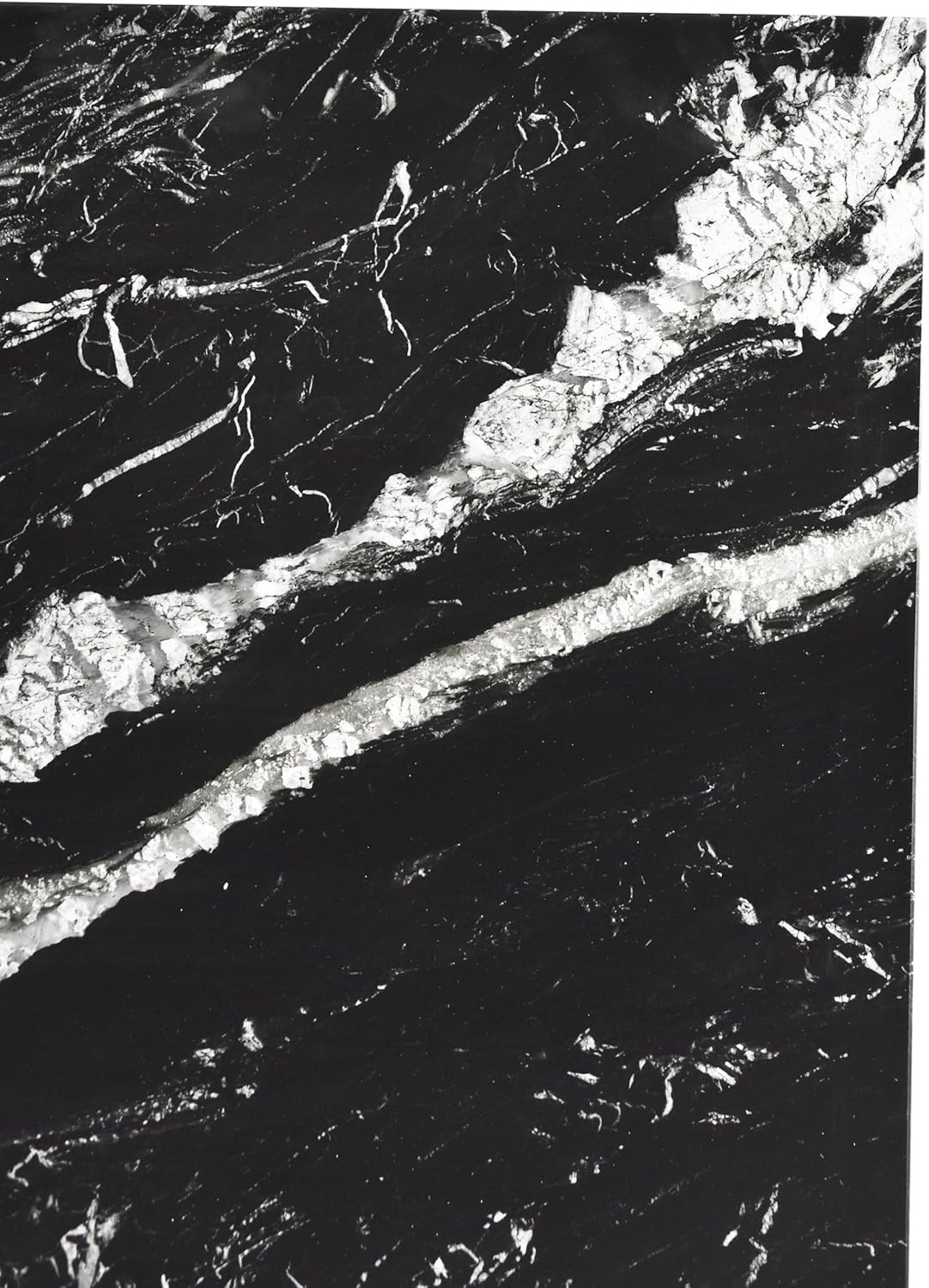 Art Deco Black Marble End Table with White Veining – 18″ W x 18″ D x 18″ H