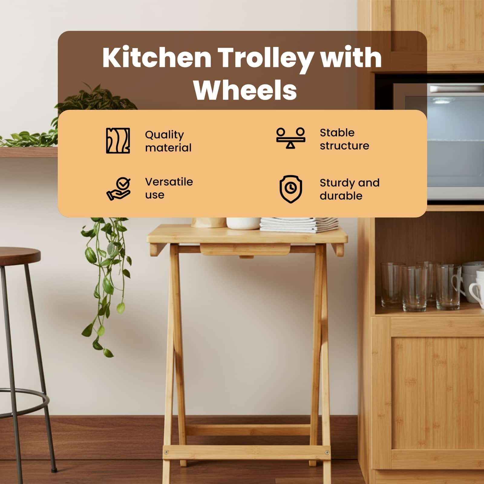 Kitchen Table Folding Natural 15.75 x 11.81 x 21.06 in Bamboo vidaXL