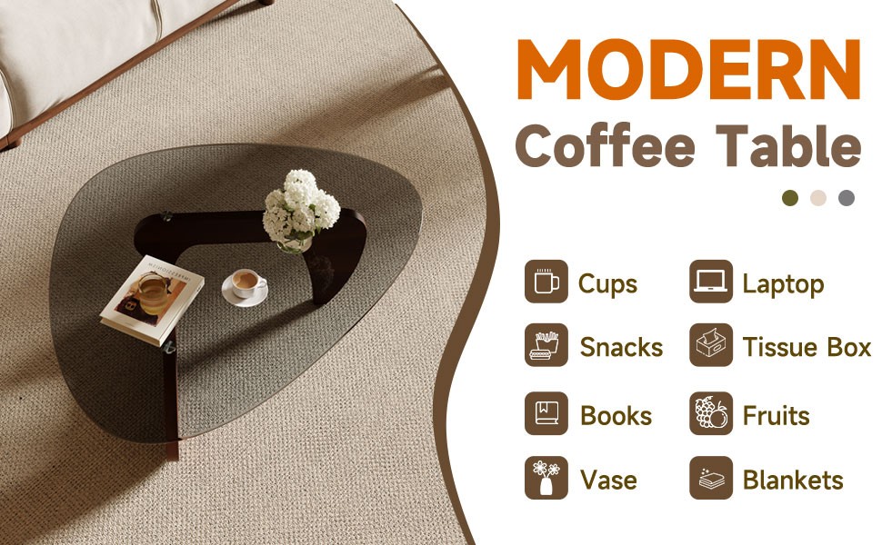 Modern Coffee Table for Living Room and Small Spaces, 43.3″ x 29.5″ x 15.8″