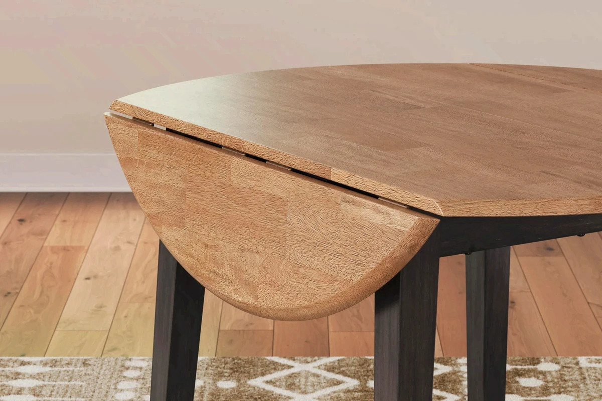 Gesthaven Contemporary Dining Drop Leaf Table with 4 Legs – Natural/Brown Color