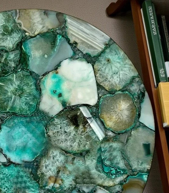 18″ Customized Green Agate Indoor Table Green Agate Coffee Table Furniture Decor