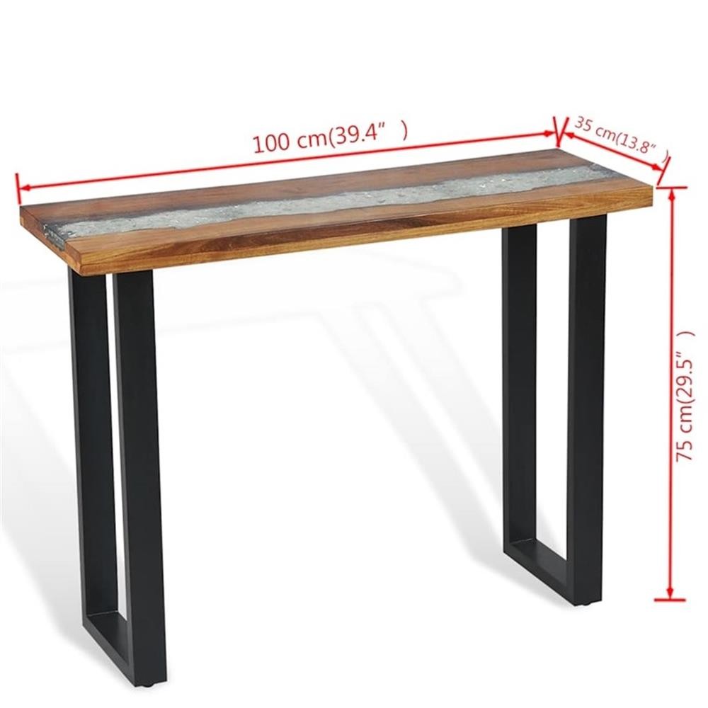 Pemberly Row Contemporary 39.4″X13.8″X29.5″ Teak Console Table in Brown