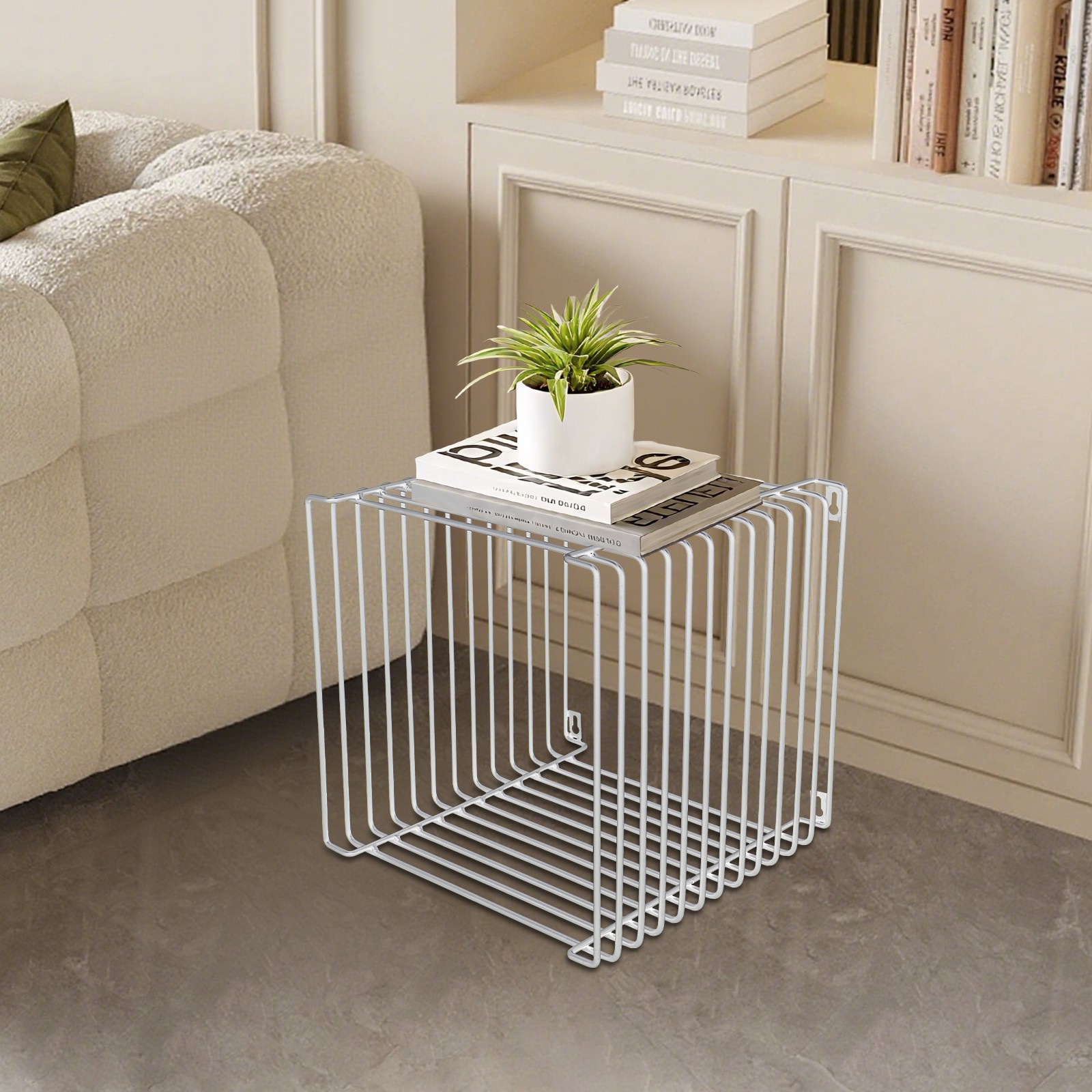 Linear Side Table Square Geometry Retro End Desk Multi-Purpose Tables Furniture