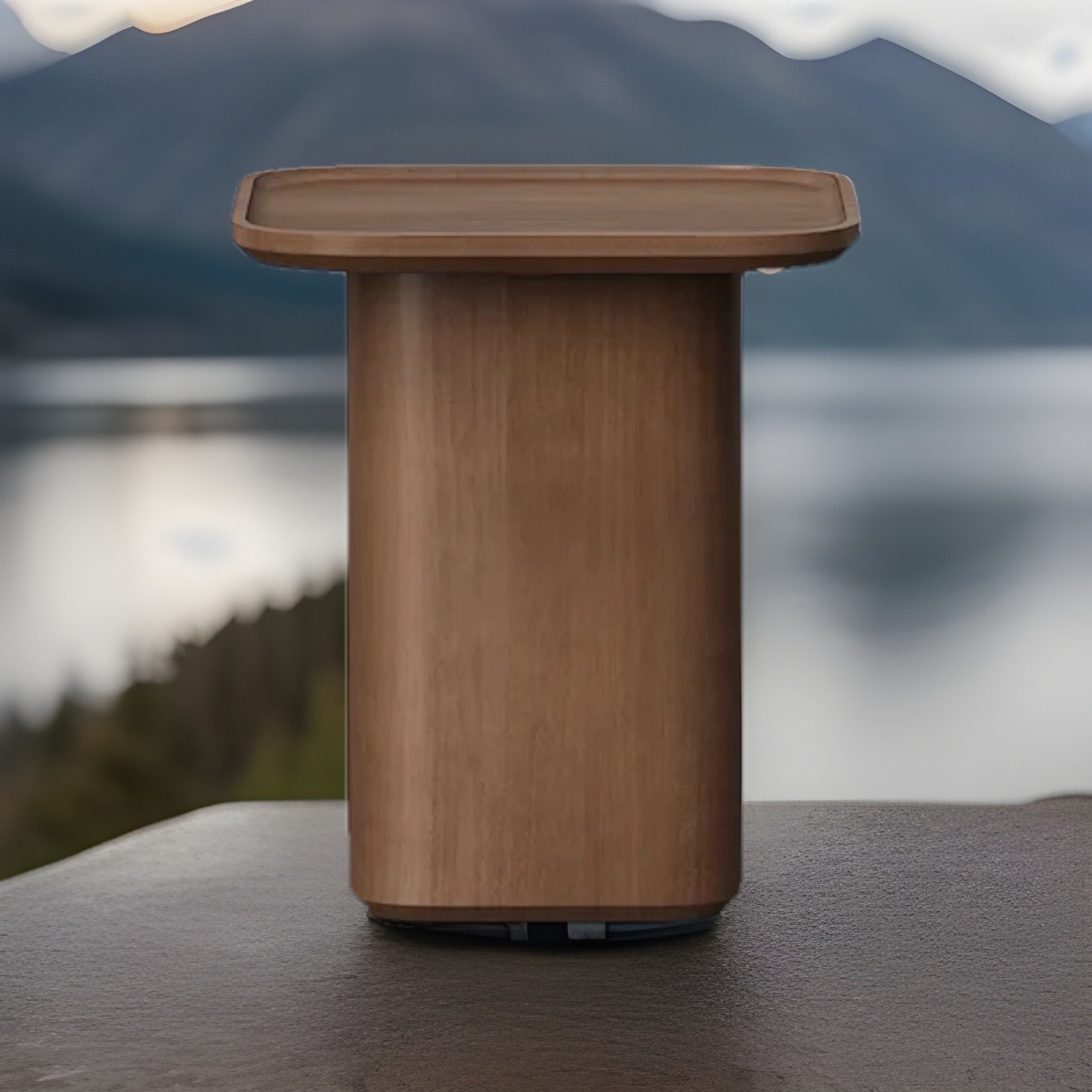 Thuma ~ Pedestal Side Table ~ Walnut Finish ~ New in Box