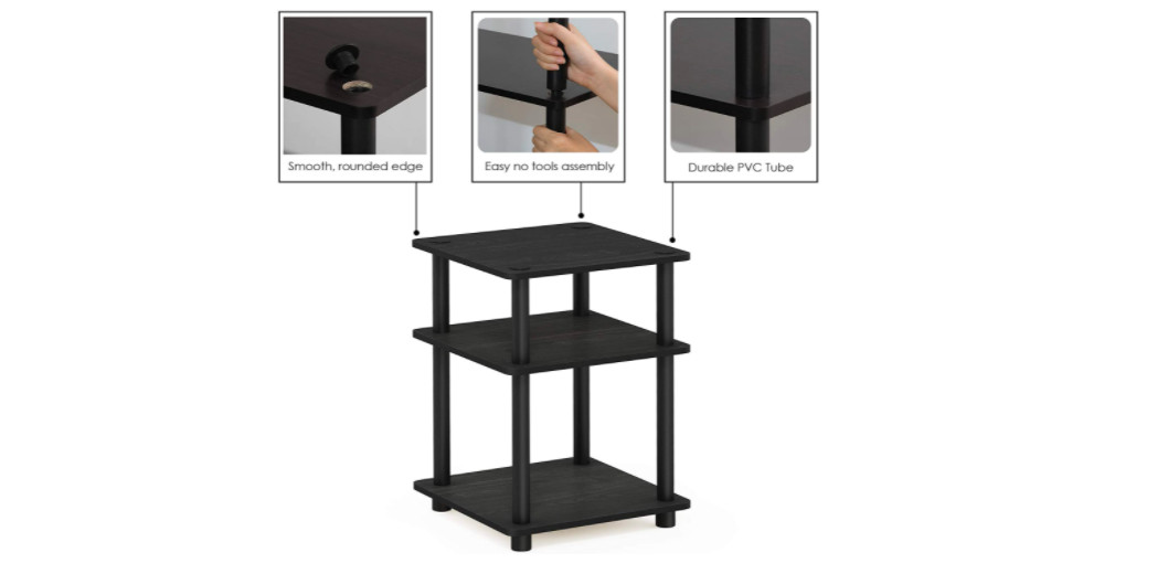 3 Tier End Table Side Night Stand Home Furniture Office Sturdy Wood Bedroom PVC