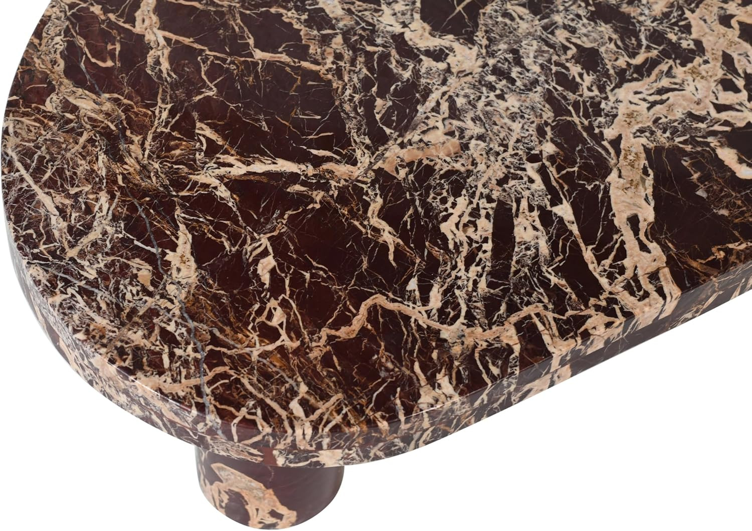 Art Deco Coffee Table with Burgundy Red Marble – Messina Collection 36″ W