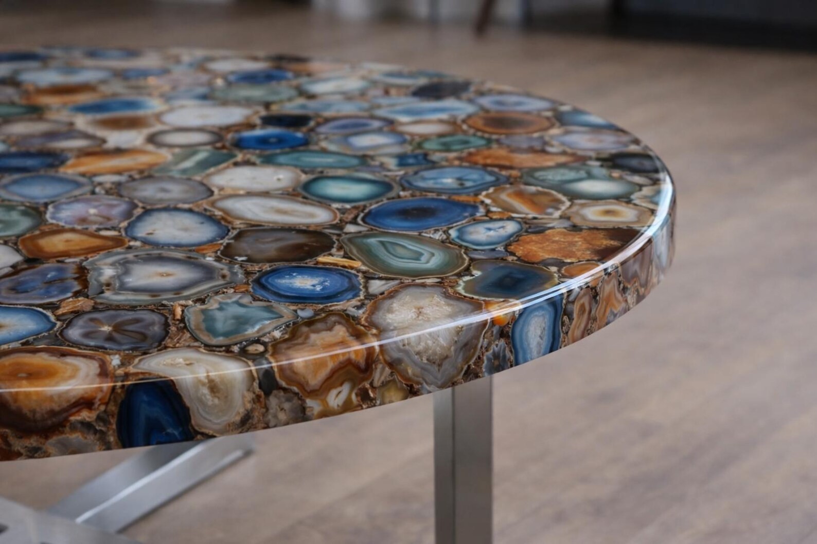 Multicolor Agate Coffee Table, Handmade Luxury Stone Mosaic Center Table Custome