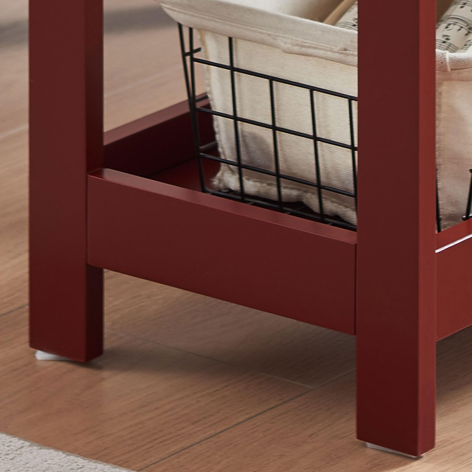 Kings Brand Furniture – Slim Side End Table with Shelves & Pull-out Tray, Red