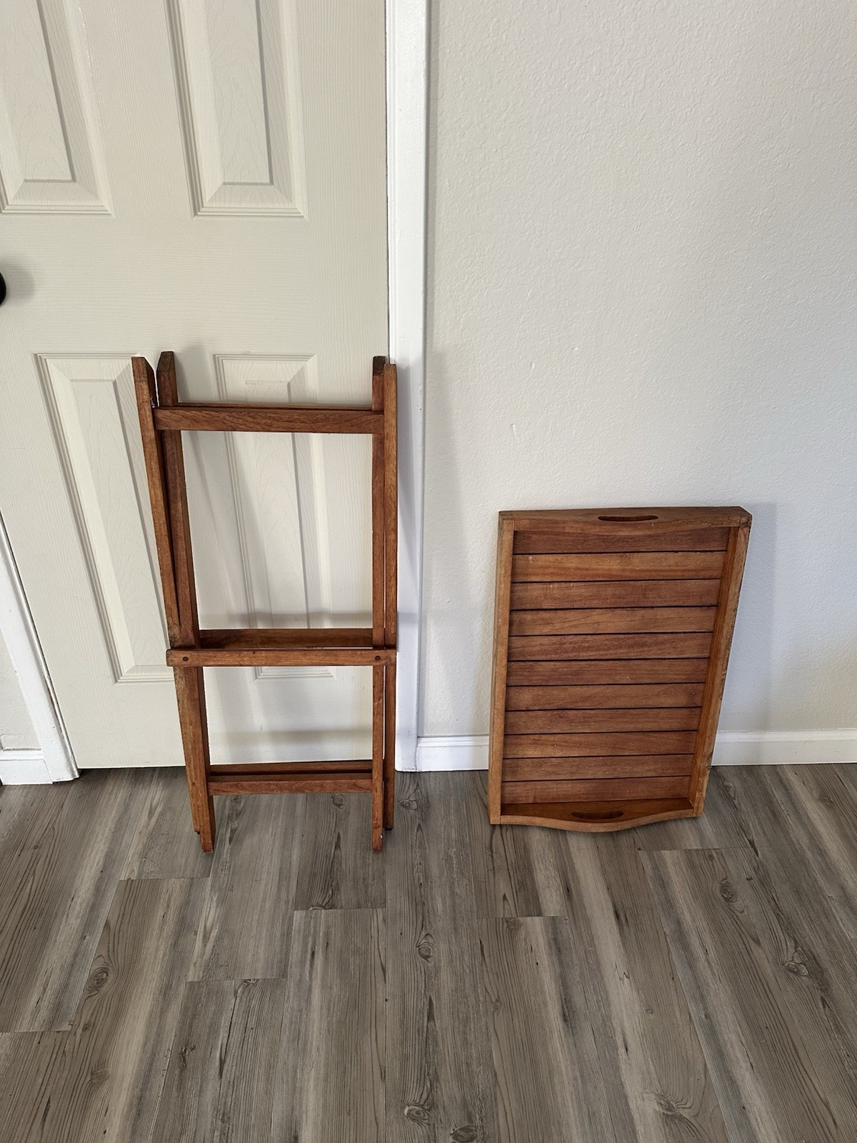 Teak Wood Folding Side Table 2-Piece Set