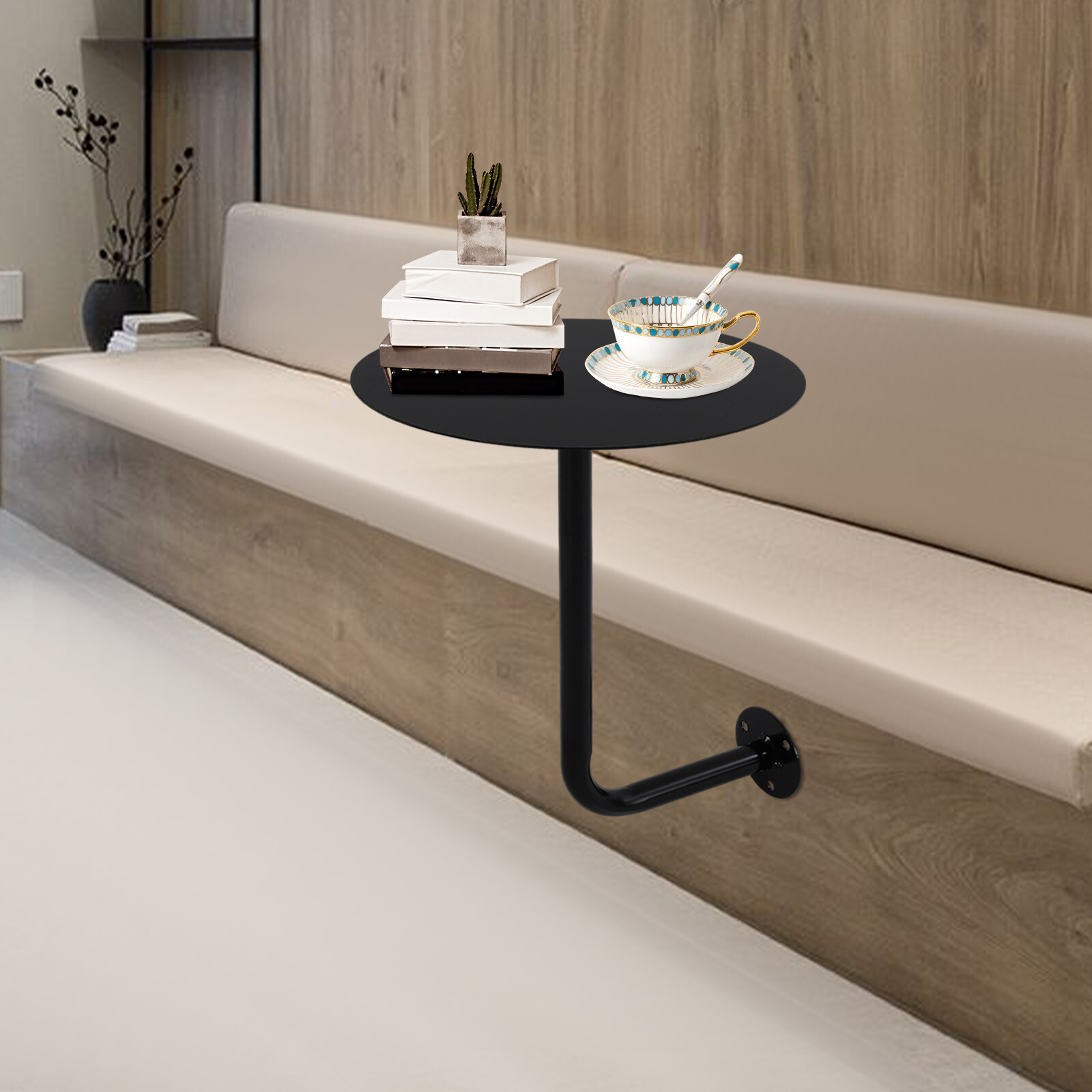 Black Coffee Table Wall-mounted Bar Table Modern Pub Table for Home/Commercial