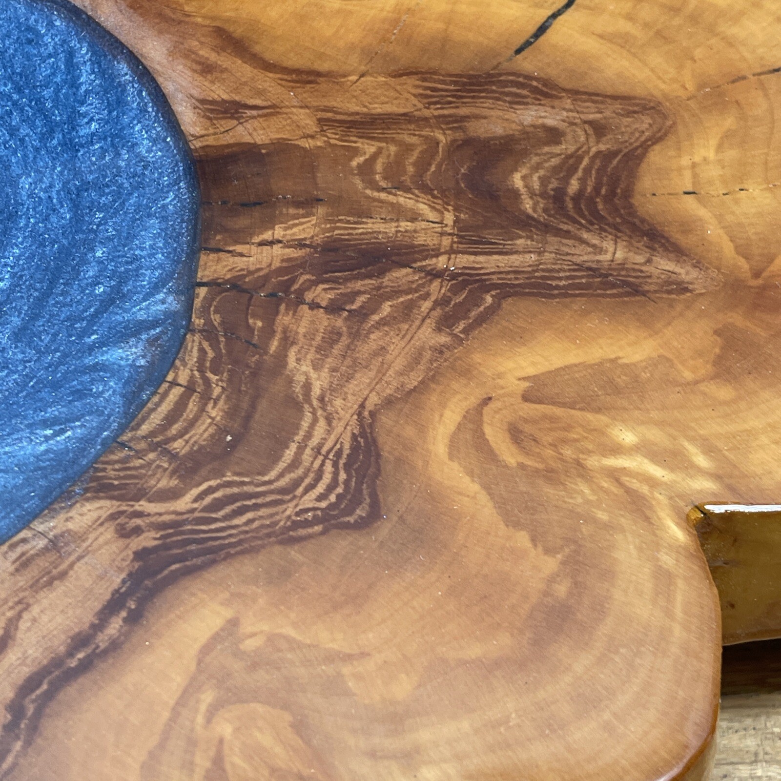 Handmade Florida Cedar Tree Slice Blue Pool Epoxy Lazy Susan Apathetic Annie