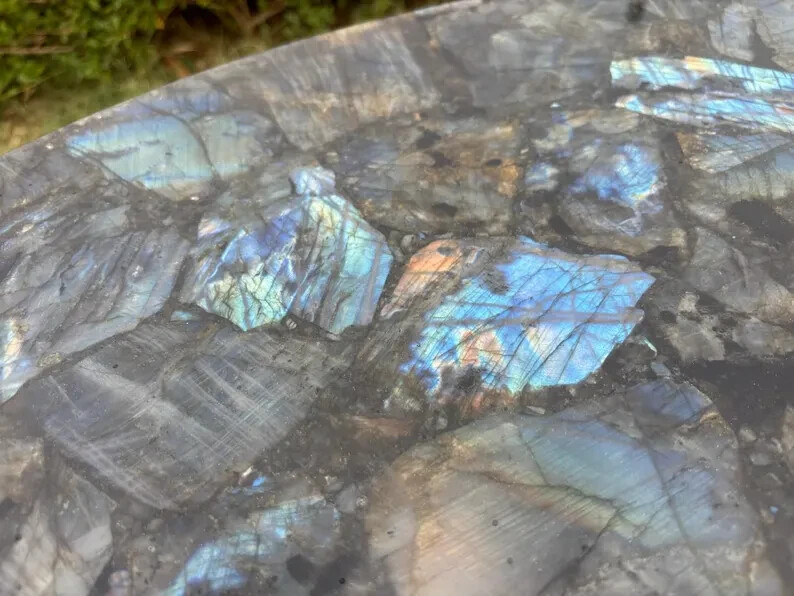 Labradorite Crystal Table Coffee & Side Table Top Home Decor, Gemstone Table