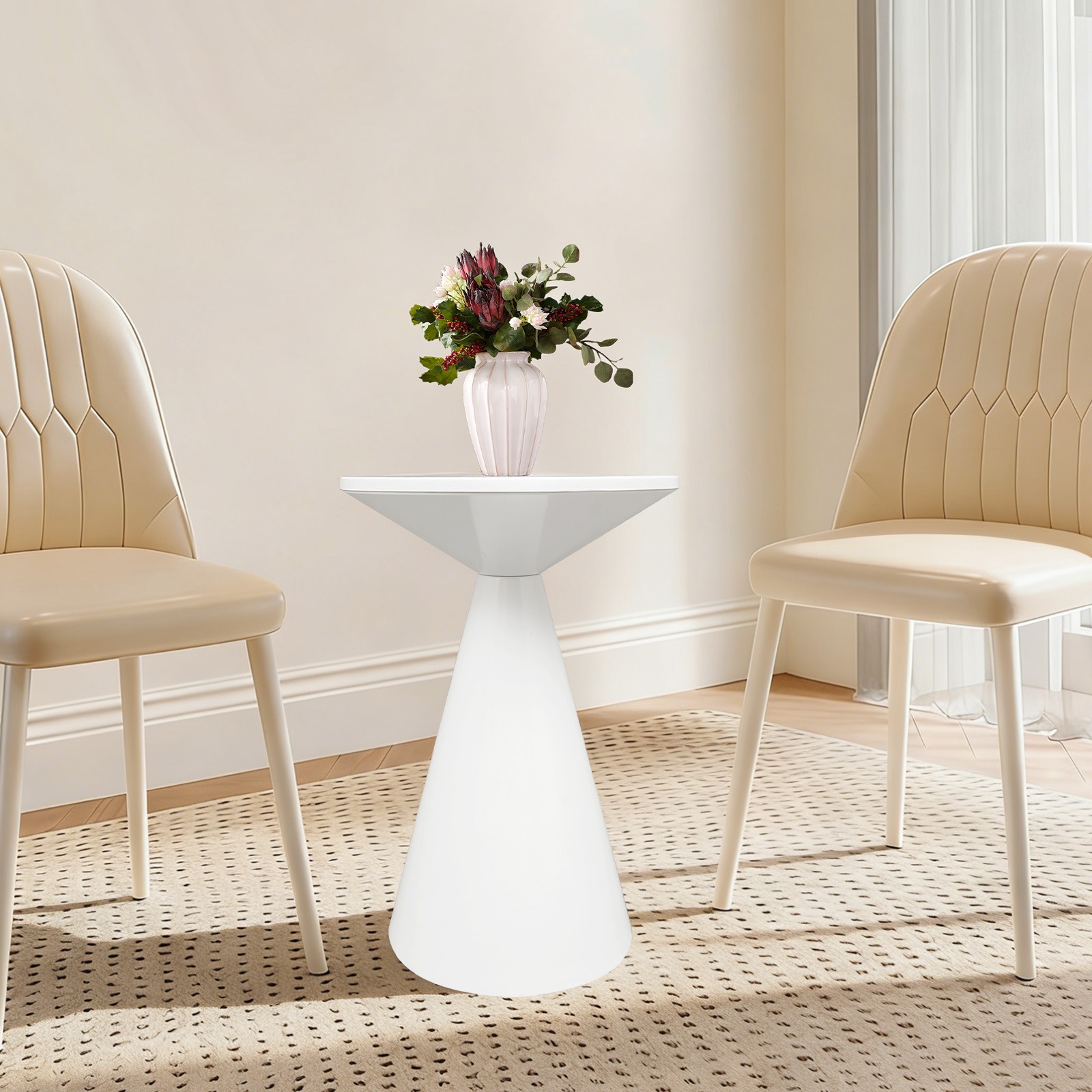 Living Room End Table White Modern Round Metal Coffee Table Home Decor Table