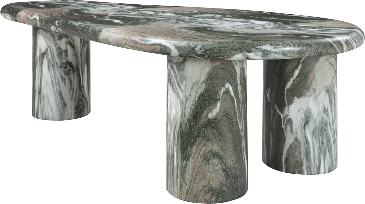 Sassari Art Deco Green Marble Concrete Coffee Table for Indoor/Outdoor Use