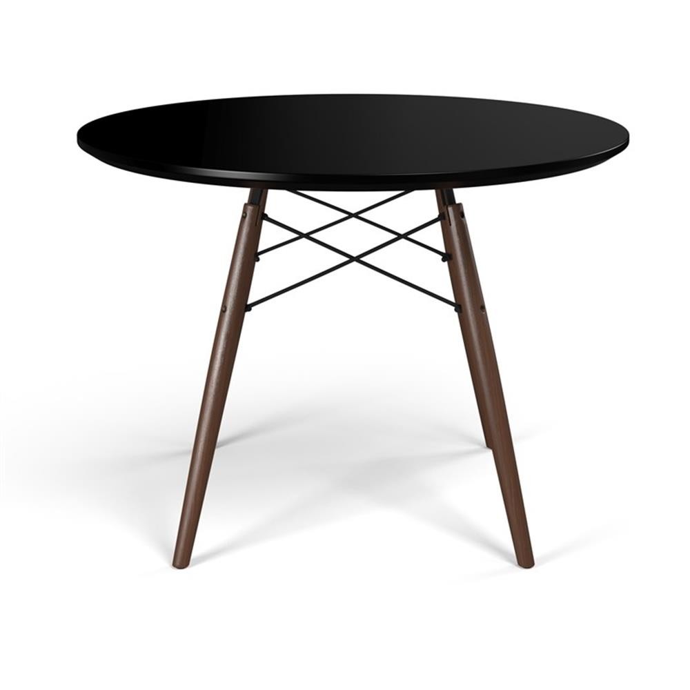Pemberly Row Modern 39″ Round Dining Table in Black and Walnut