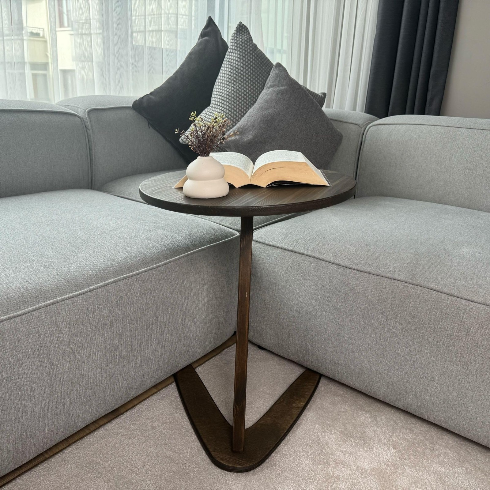 C-Shaped Handmade End Table, Side Table for Couches, Sofa Tables Slide Under …
