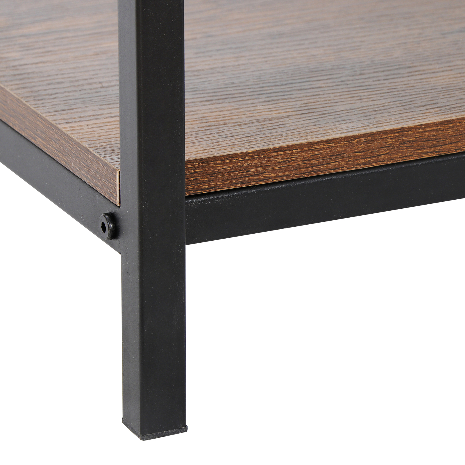 2-Tier Small Coffee Table Rectangle Wood Side End Table w/ Storage Rustic Brown